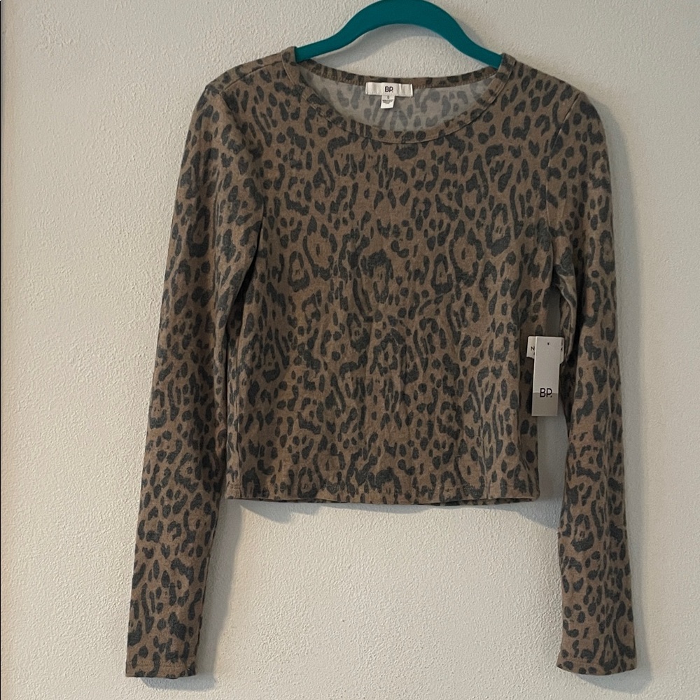 BP Animal Print Long Sleeve Blouse Sz S NWT